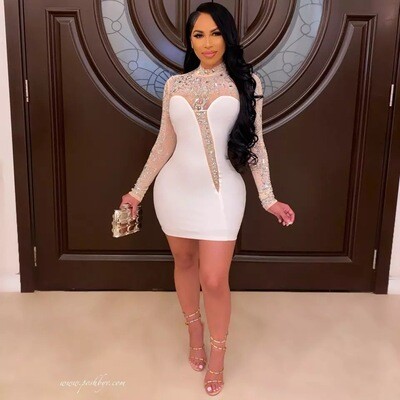 Sexy Rhinestone Mini Dress