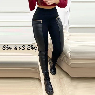 Cbrstyle PU leather zipper design high waist pants