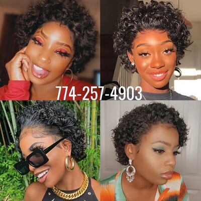 Short bob water curly 100 virgin Brazilian hair.
