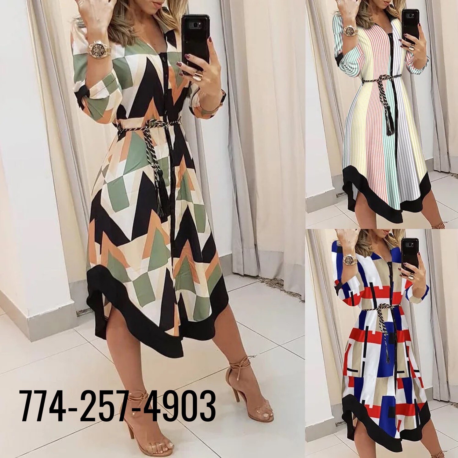 V neck casual dress with string