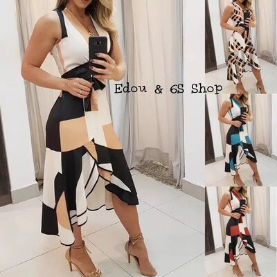 Summer sleeveless contrast printed dress