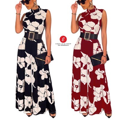 Latest design women jumpsuit flower printed