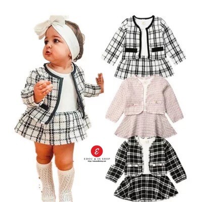 Baby girl fashion plaids coat tutu dress