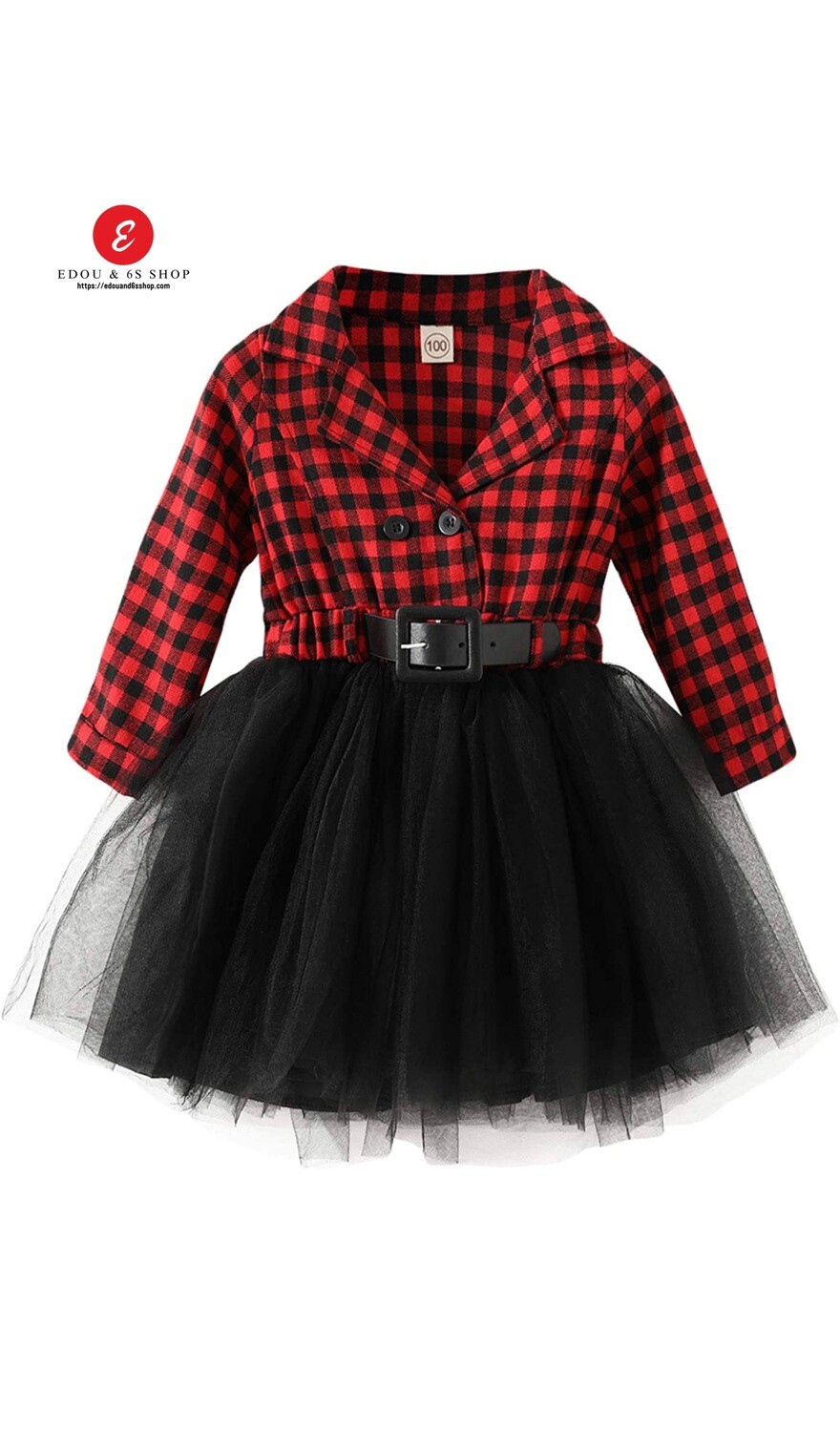 Girls buffalo plaid dress with Tutu skirt