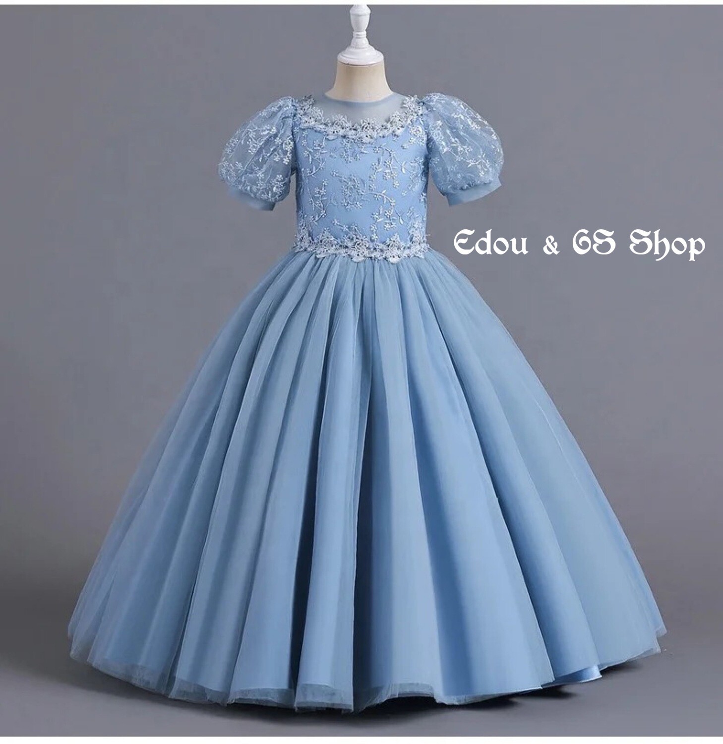 Quality lace embroidery girl dress