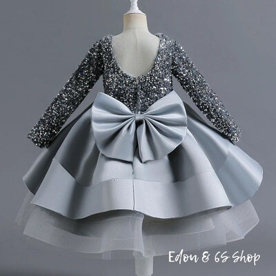 Long sleeves sparkle girl dress