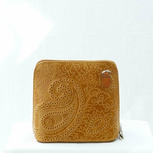 Umhängetasche aus Rindleder mit Blumem Druck/Shoulder bag in cowhide with floral print