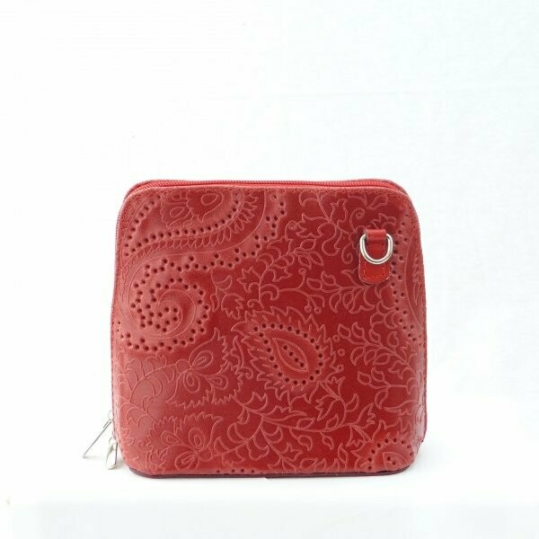 Umhängetasche aus Rindleder mit Blumem Druck/Shoulder bag in cowhide with floral print