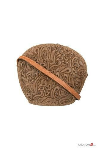 Bedrucktes Veloursleder-Tasche/Printed suede leather bag