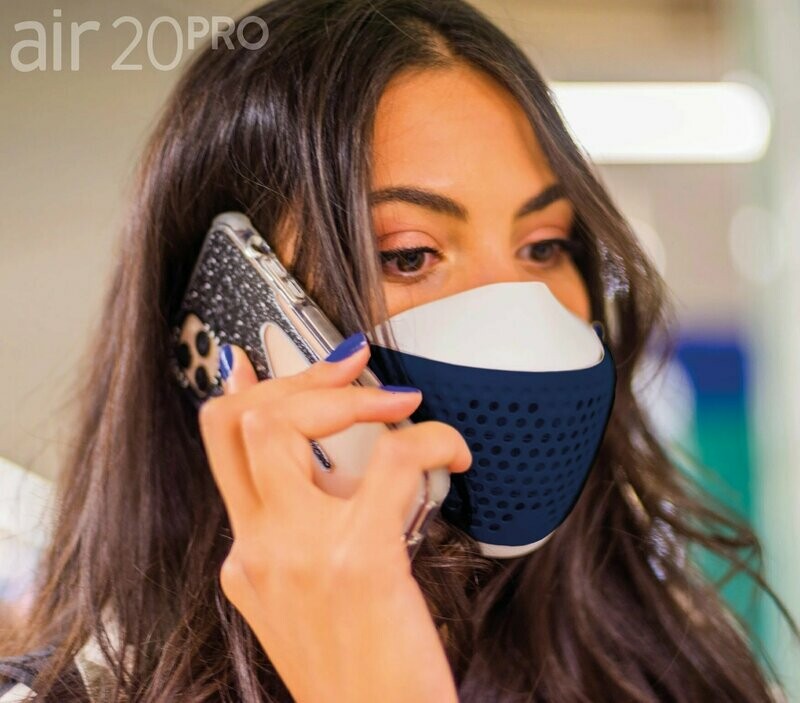 Medizinische Gesichtsmaske air20PRO white/blue sea(Anti-Brillenbeschlag)