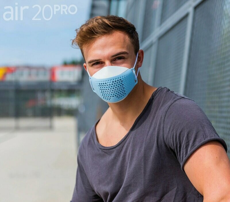Medizinische Gesichtsmaske air20PRO white/celeste (Anti-Brillenbeschlag)