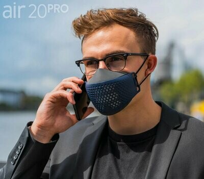 Medizinische Gesichtsmaske air20PRO dark/blue sea(Anti-Brillenbeschlag)