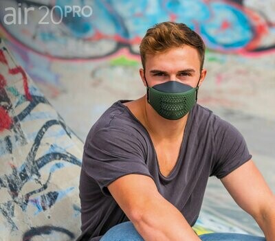 Medizinische Gesichtsmaske air20PRO dark/green(Anti-Brillenbeschlag)