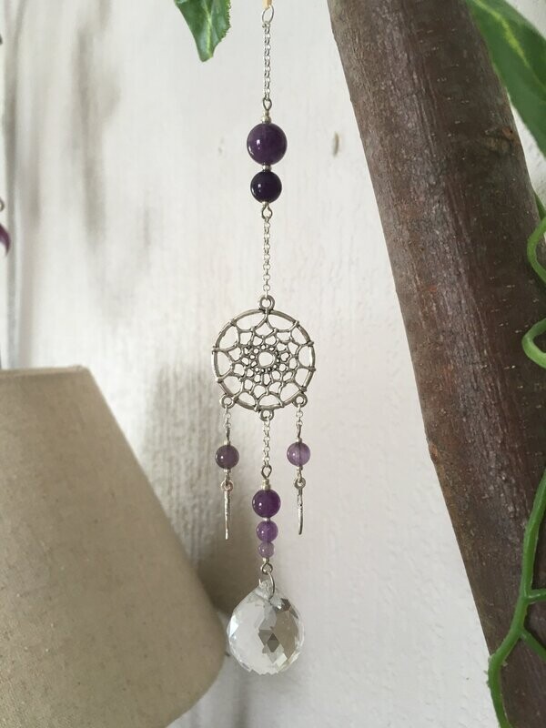 Sun Catcher aus Kristall und Amethyst