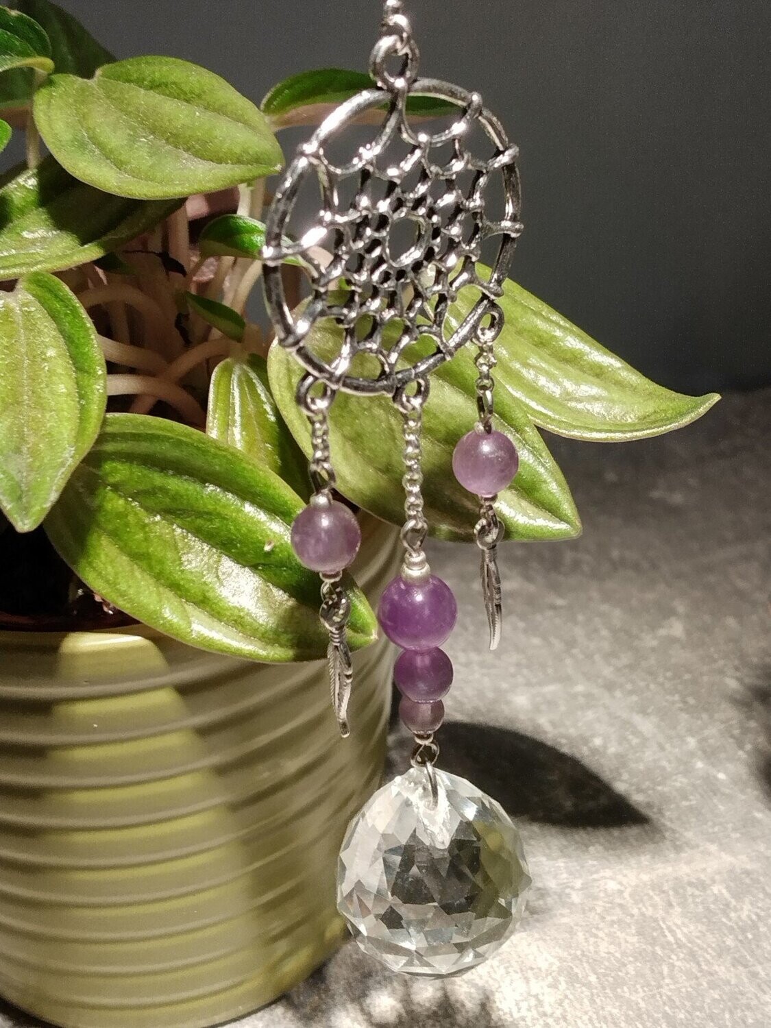 Sun Catcher aus Kristall und Amethyst