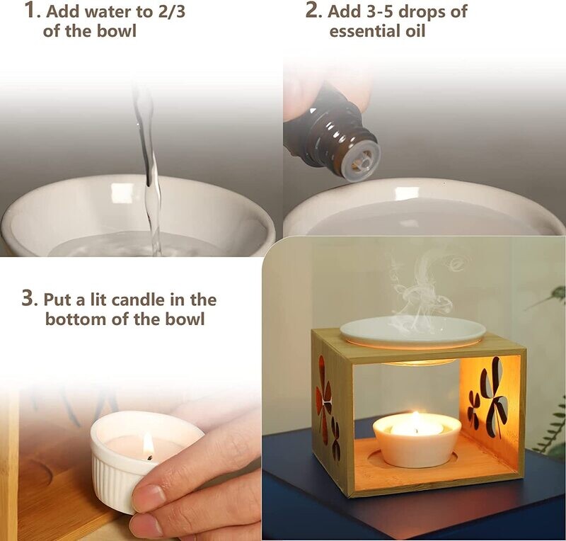 Bambus Duftlampe Teelicht mit Sternen und Mond-Motiv