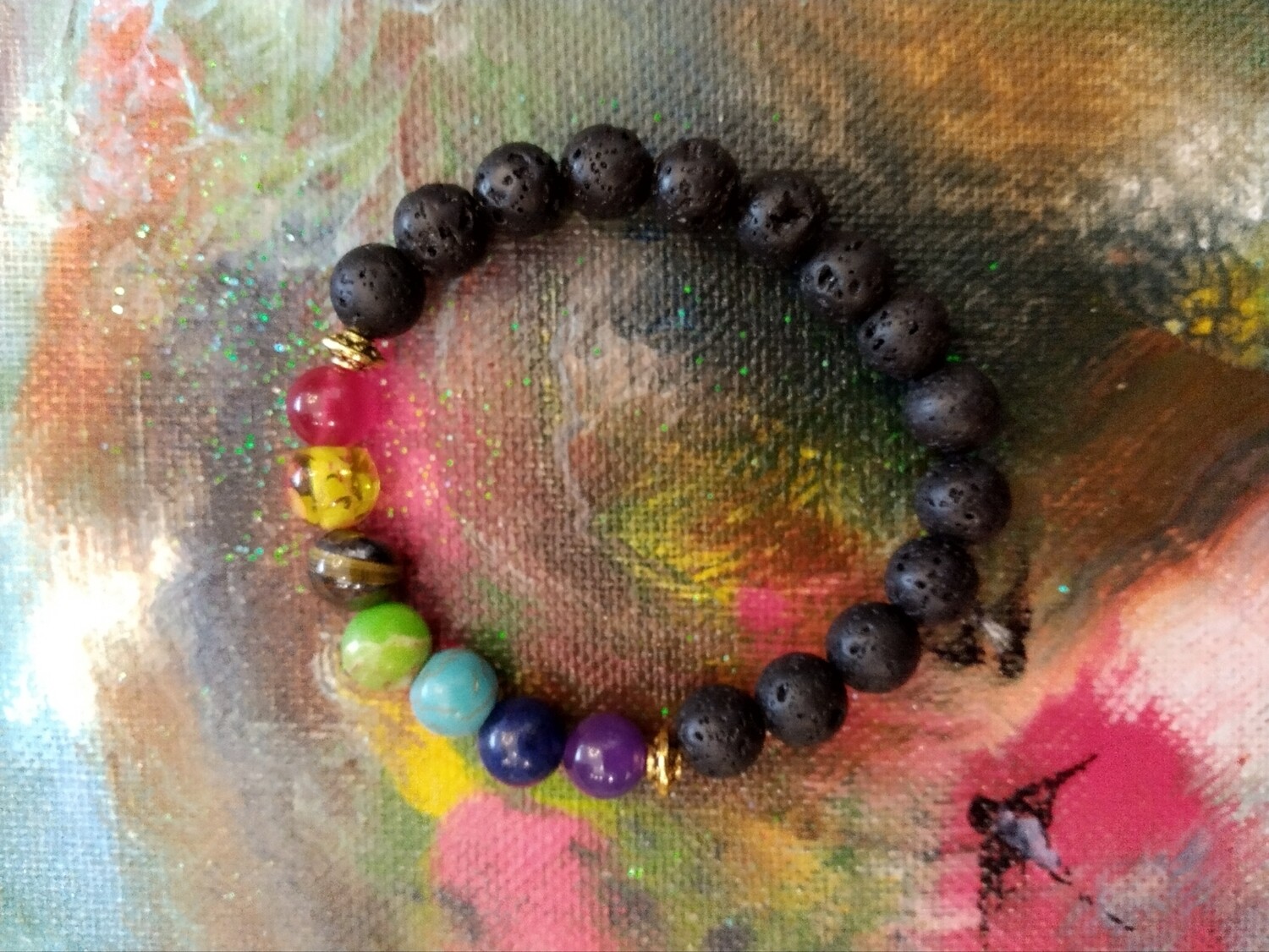 Chakra-Edelstein-Lavastein-Armband