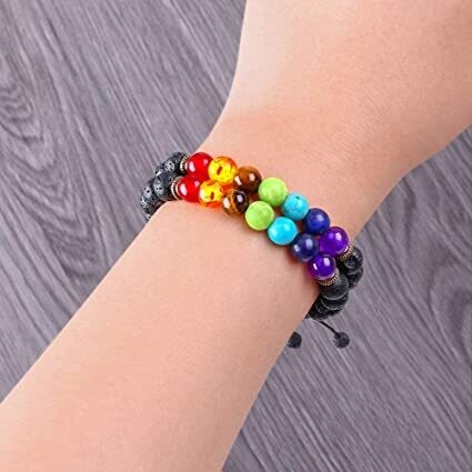 Chakra-Edelstein-Lavastein-Armband