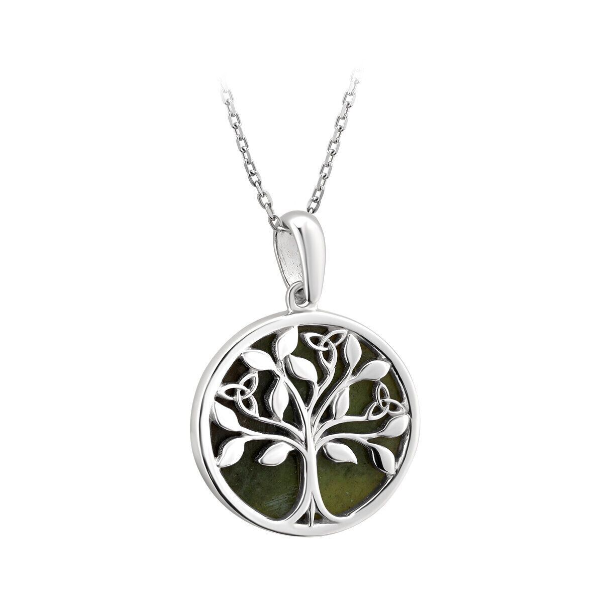 Sterling silver connemara marble tree of life necklace​