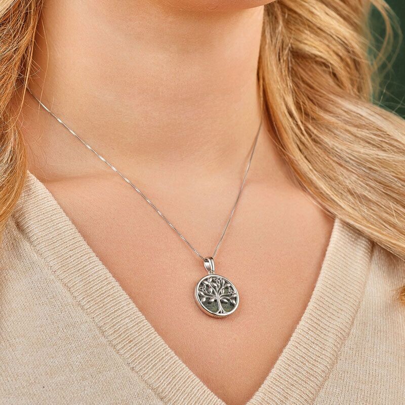 Sterling silver connemara marble tree of life necklace​