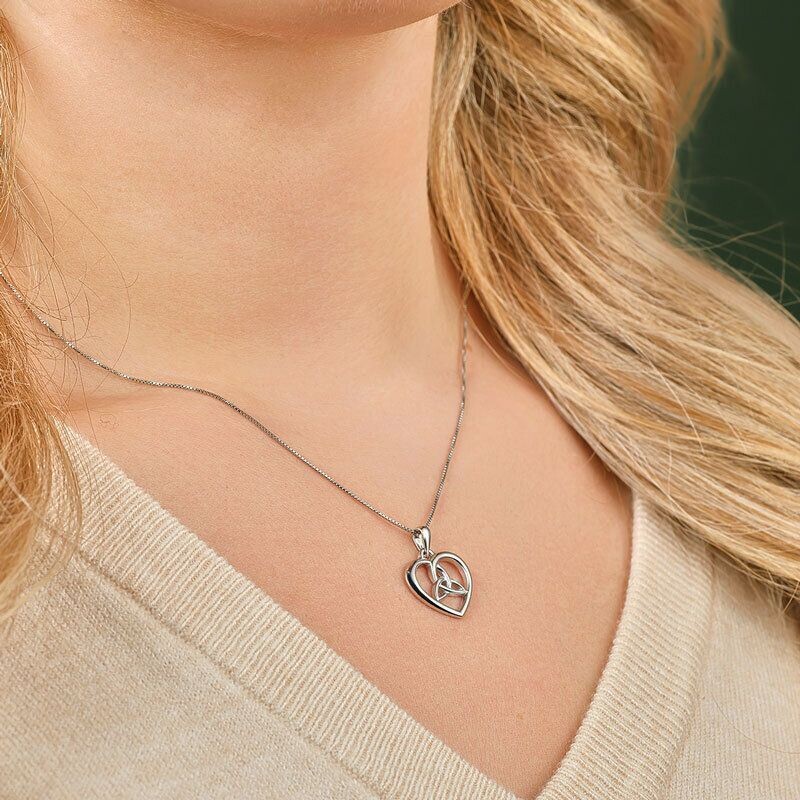 Sterling Silver Heart Trinity Knot Pendant