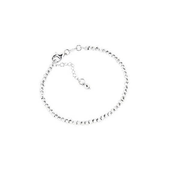 925 Sterling Silver Bracelet Rhodium Plated Diamond Cut Balls