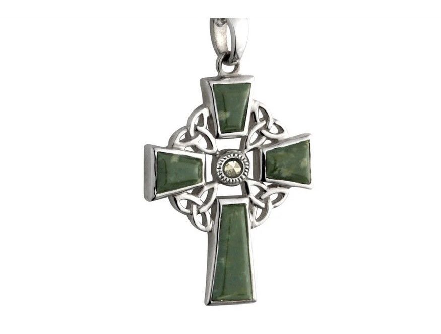 Sterling silver Connemara Marble Celtic Cross Pendant