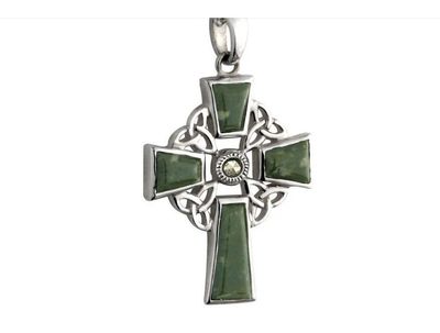 Sterling silver Connemara Marble Celtic Cross Pendant