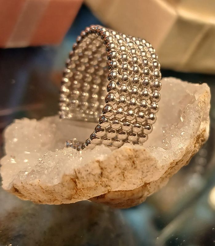 925 Sterling Silver Rhodium Ring Multistrand
