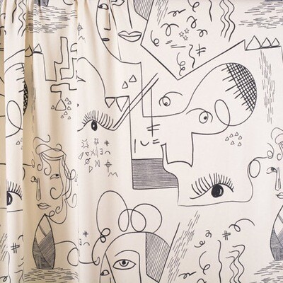 Jersey Knit Cotton - Cubist Faces - END CUT 36-10-2B