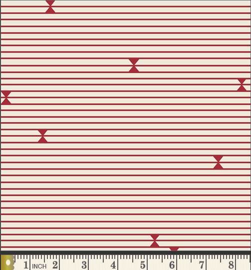 Jersey Knit Cotton - Dark Red Stripe on Cream - END CUT Jersey Knit Cotton - Dark Red Stripe on Cream - END CUT