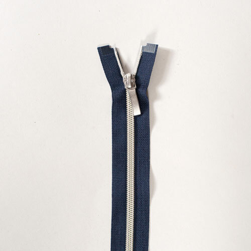 24" Zipper: Silver & Navy 24" Zipper: Silver & Navy