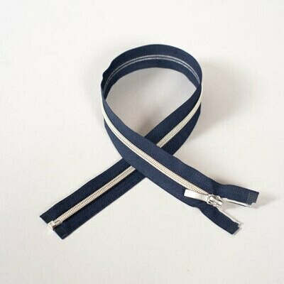 24" Zipper: Silver & Navy Z0421