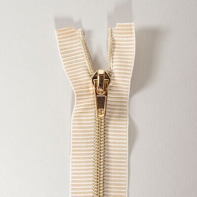 9" Zipper: Gold, Taupe and White GHZIPG9