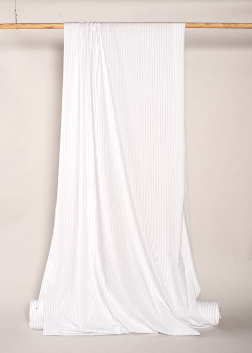 Cotton Shirting – White with Black Pinstripe Cotton Shirting – White with Black Pinstripe