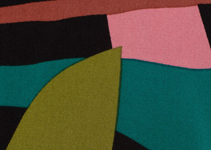 Rayon - Black, Clay, Teal, Rust, &amp; Pink Shapes