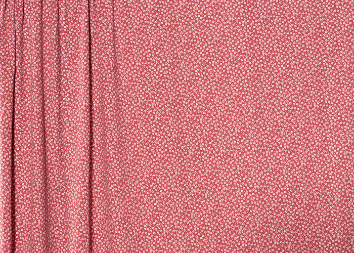 Jersey Knit - Brick Red and Ivory Cherry Print