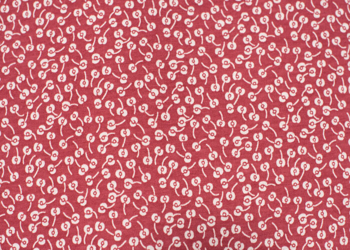 Jersey Knit - Brick Red and Ivory Cherry Print