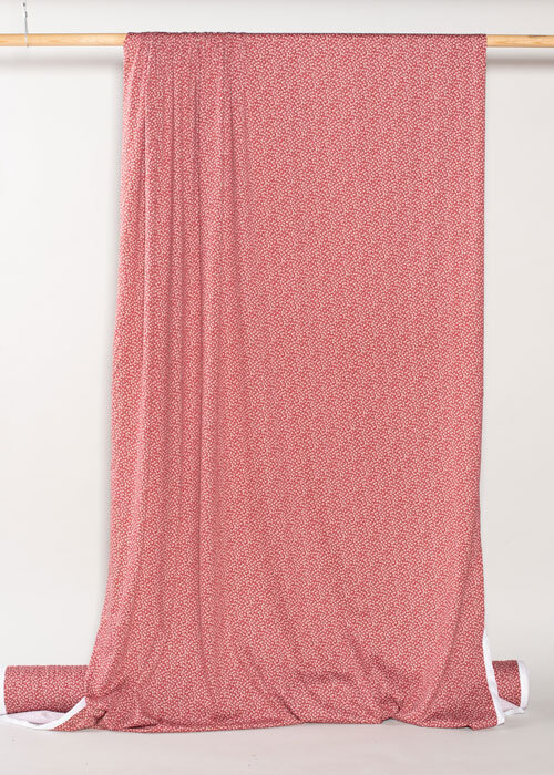 Jersey Knit - Brick Red and Ivory Cherry Print