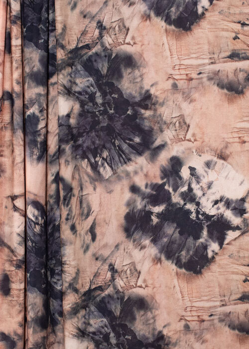 Viscose Crepe - Natural & Black Tie Dye Viscose Crepe - Natural & Black Tie Dye