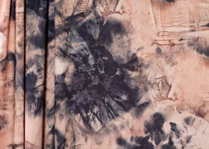 Viscose Crepe - Natural & Black Tie Dye Viscose Crepe - Natural & Black Tie Dye