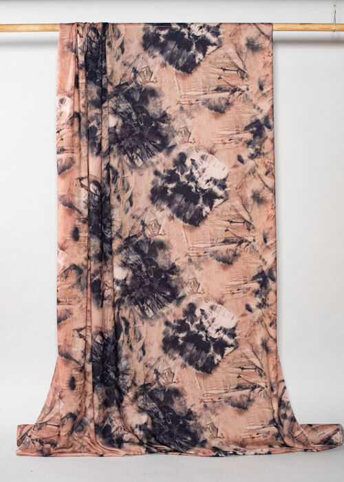 Viscose Crepe - Natural & Black Tie Dye Viscose Crepe - Natural & Black Tie Dye