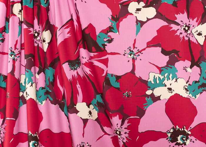 Cotton - Eggplant, Candy Pink, Lipstick Red, & Teal - 3 1/2 YARD Cotton - Eggplant, Candy Pink, Lipstick Red, & Teal - 3 1/2 YARD