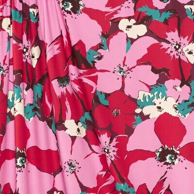 Cotton - Eggplant, Candy Pink, Lipstick Red, & Teal - 3 1/2 YARD 5-1121-21C