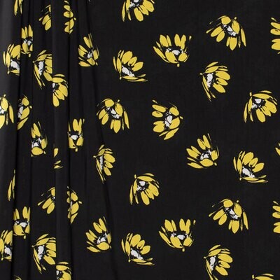 Viscose - Black w/ Canary Yellow Daisies 5-322-15