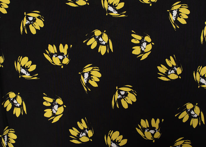 Viscose - Black w/ Canary Yellow Daisies Viscose - Black w/ Canary Yellow Daisies
