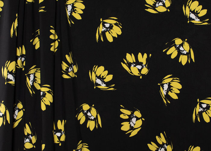 Viscose - Black w/ Canary Yellow Daisies Viscose - Black w/ Canary Yellow Daisies