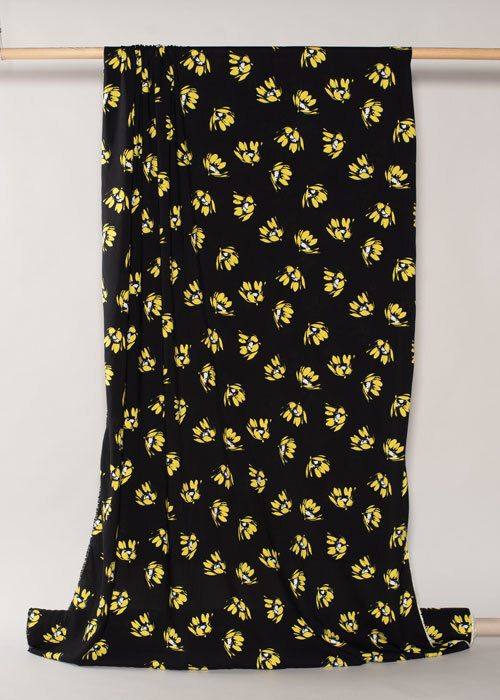 Viscose - Black w/ Canary Yellow Daisies Viscose - Black w/ Canary Yellow Daisies