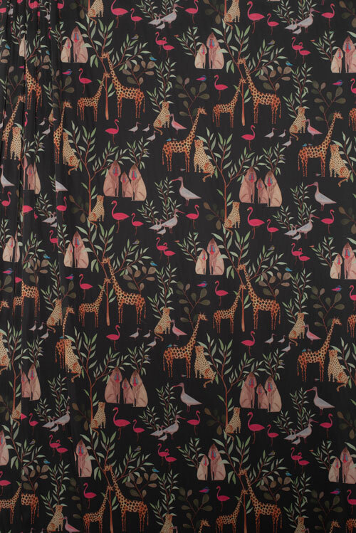 Polyester Stretch Charmeuse - Animal Scene - END CUT Polyester Stretch Charmeuse - Animal Scene - END CUT