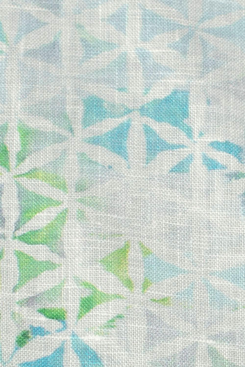 Linen - Cool Tone Shapes on White Linen - Cool Tone Shapes on White